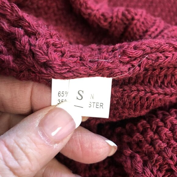 Maroon Mock Turtleneck Loose Knit Sweater Womens Size Small Long Sleeve Cozy NEW - Picture 7 of 9